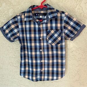 Ben Sherman Size 5 Boys Plaid Button Front Collared Shirt with Contrasting Cuffs